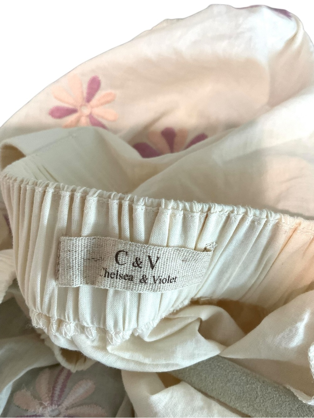 Cream Embroidered Puff Sleeve Cottagecore Boho Babydoll Blouse Size S - Picture 5 of 5